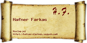 Hafner Farkas névjegykártya